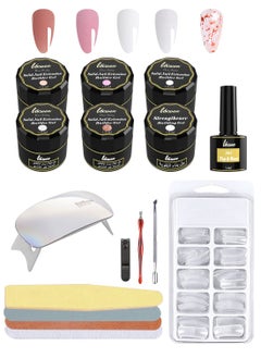 l&wen 16 Pcs Solid Builder Nail Gel Kit with a Strengthener Building Gel Not Sticky Sculpture Hand Nail Extension Gel Strengthen Nail Art Manicure Set for Home DIY Nail Salon for Beginners and Pros 5 Colors  - Image 1