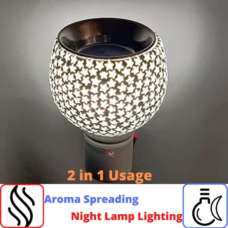 KIDZYMON Electrical Kapoor Dani with Night Lamp I Electric Kapoor Dani I Aroma Oil Burner I Champor Burner I Aroma Diffuser for Home and Living Room and Mediataion Room I AC Power Operator Star - Image 3