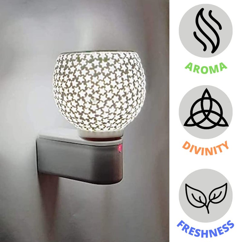 KIDZYMON Electrical Kapoor Dani with Night Lamp I Electric Kapoor Dani I Aroma Oil Burner I Champor Burner I Aroma Diffuser for Home and Living Room and Mediataion Room I AC Power Operator Star - Image 2