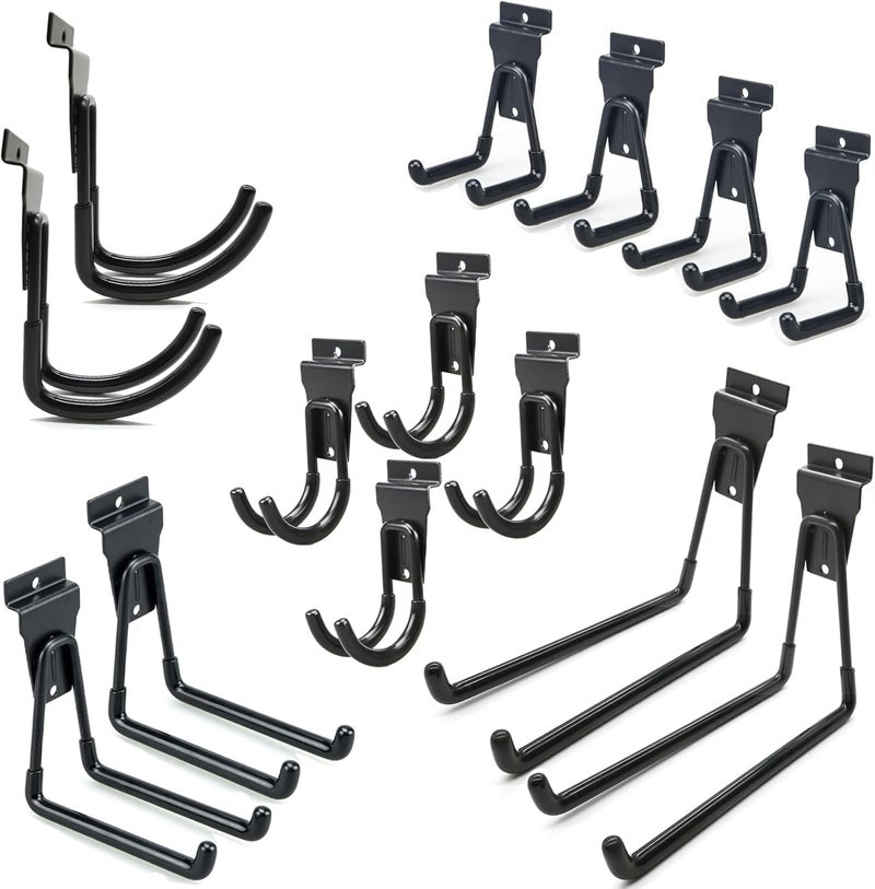 ATOOLA Slatwall Hooks, Garage Slatwall Accessories, Multi Size Slat Wall Accessory, 14 Pack Utility Hooks for Slatwall - Image 1