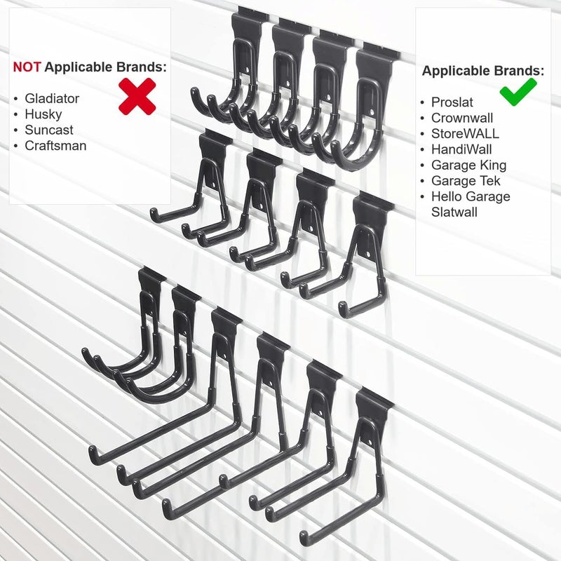 ATOOLA Slatwall Hooks, Garage Slatwall Accessories, Multi Size Slat Wall Accessory, 14 Pack Utility Hooks for Slatwall - Image 4