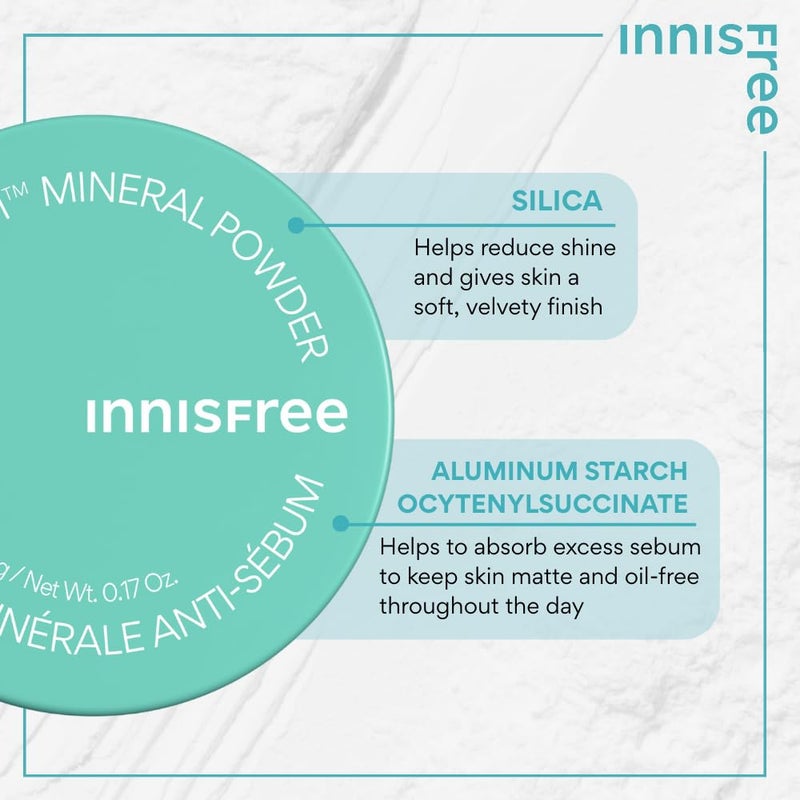 innisfree No Sebum Matte Mineral Powder, Korean Loose Setting Powder for Blurring, Shine Control, Fragrance-Free, Translucent - Image 4