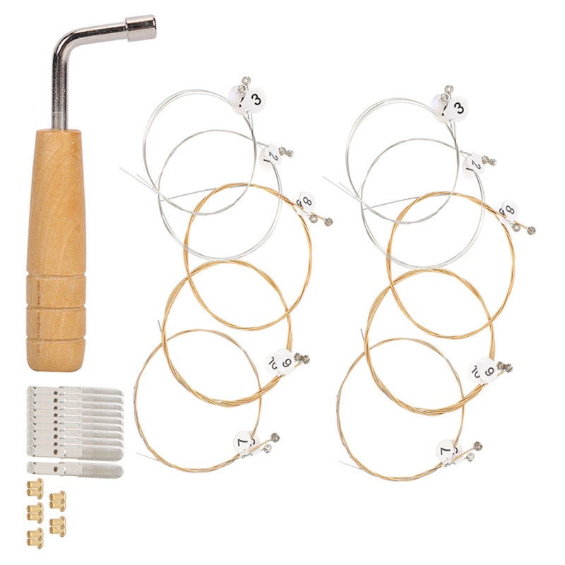 2 Sets of Metal Lyre Strings Lyre Replacement Lyre String Nail Lyre Tuning Wrench - Image 1