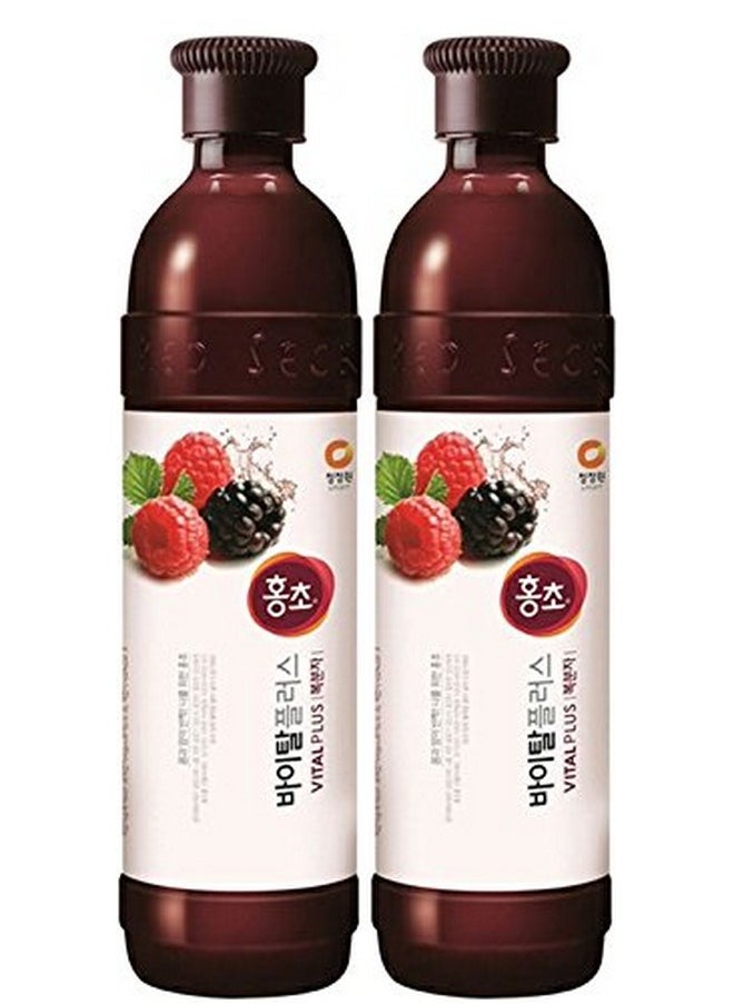 Daesang - Chung Jung One Hong Cho Vital Plus (Korean Black Raspberry 900Ml X 2 Pack) - Image 1