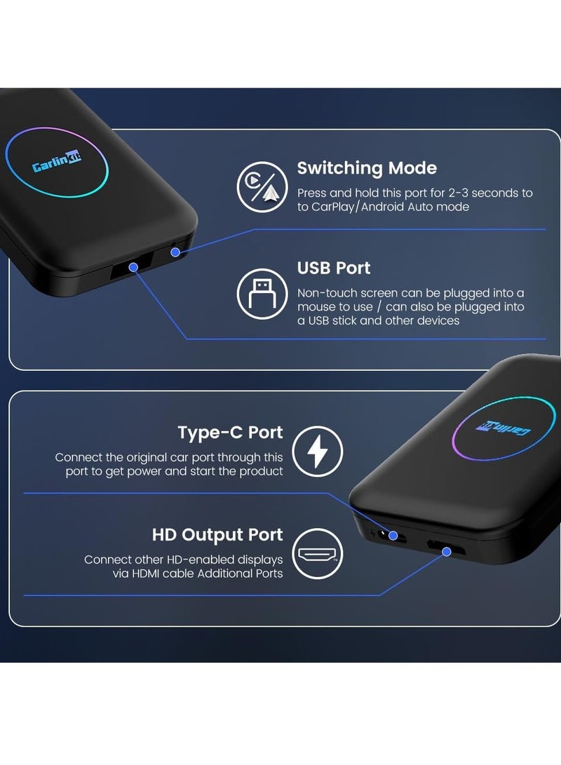 Carlinkit Carplay Box, 4 In 1 Superior Android AI Box, Lightweight And Portable Wireless Carplay, Easy To Use Durable Car Smart System Box, (1pc, Black, (2GB Plus 32GB) - Image 3