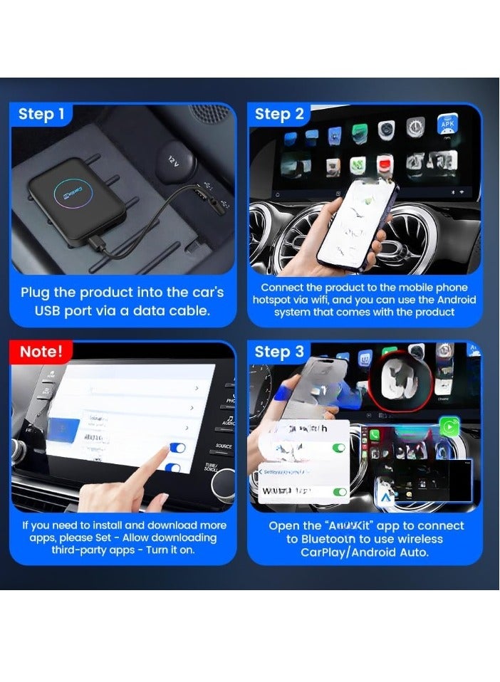 Carlinkit Carplay Box, 4 In 1 Superior Android AI Box, Lightweight And Portable Wireless Carplay, Easy To Use Durable Car Smart System Box, (1pc, Black, (2GB Plus 32GB) - Image 4