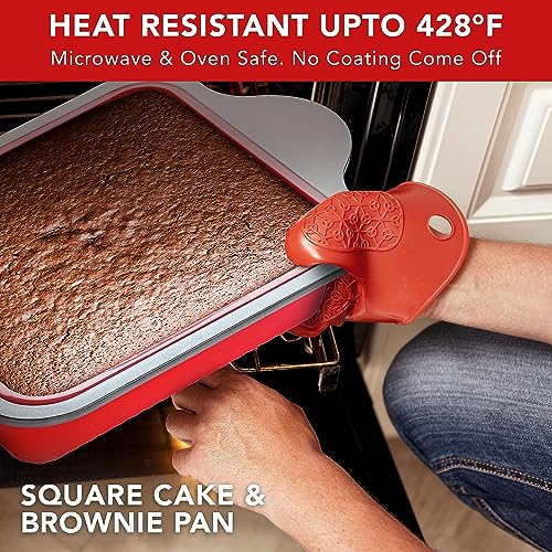 Boxiki Kitchen Non-Stick Silicone 8x8 Square Cake and Brownie Pan with Easy Grip Steel Frame Handles - Easy to Release, Oven & Dishwasher Safe - Image 4