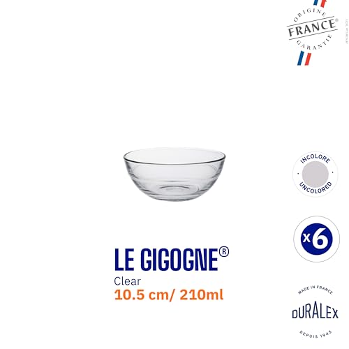 Duralex® Gigogne Clear Glass Bowls (Set of 6) - 210ml, Tempered Glass, Perfect for Desserts, Custards, Food, Chutneys, Sambhar, Dal, Curry - Image 3