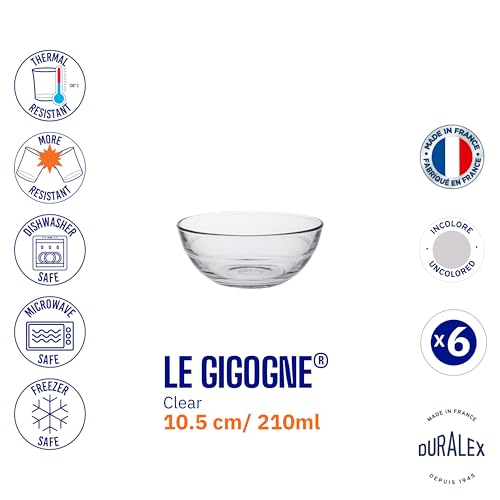 Duralex® Gigogne Clear Glass Bowls (Set of 6) - 210ml, Tempered Glass, Perfect for Desserts, Custards, Food, Chutneys, Sambhar, Dal, Curry - Image 4