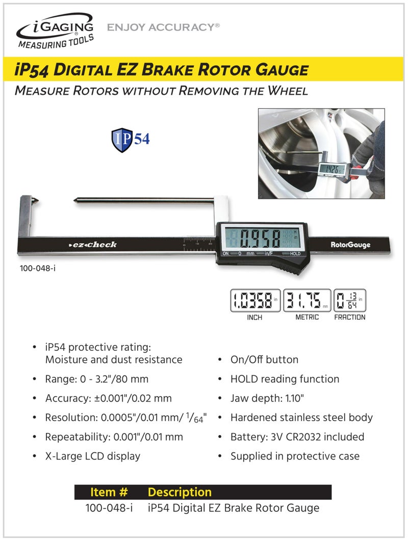 iGaging Brake Rotor Gauge Wheels On Large Digital Electronic Display Caliper - Image 3