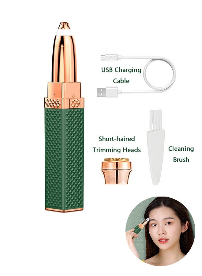 Electric Eyebrow Trimmer, 2 in 1 Epilators, Rechargeable Facial Hair Trimmer (Green) - Image 1
