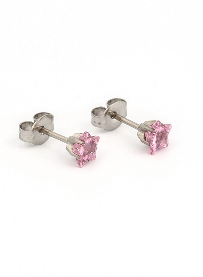 Studex 5MM Pink Cubic Zirconia Star Allergy-Free Stainless Steel Ear Studs - Image 2