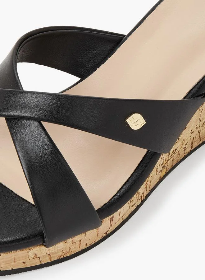Surestep BLACK Women Lightweight Elegant Wedge Heel Sandals With Cork Finish for Women | Best Price UAE