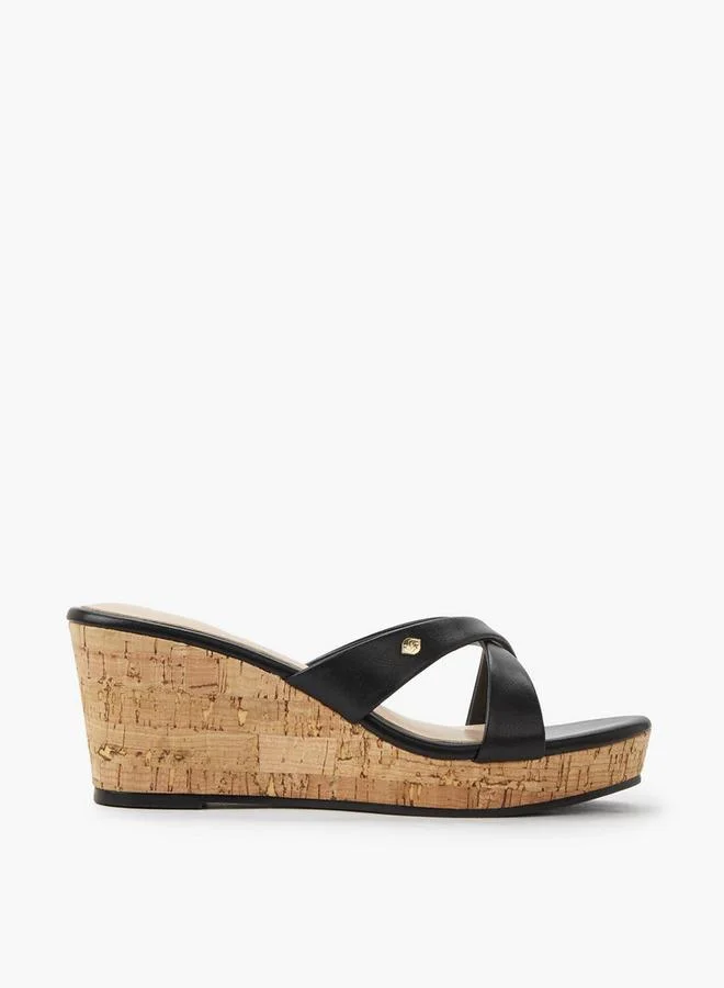 Surestep BLACK Women Lightweight Elegant Wedge Heel Sandals With Cork Finish for Women | Best Price UAE