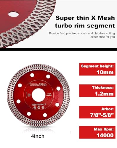 Casaverde 2Pcs/Lot Super Thin 4" Diamond Porcelain Cutting Blade for Cutting Ceramic or Porcelain Tiles - Image 3