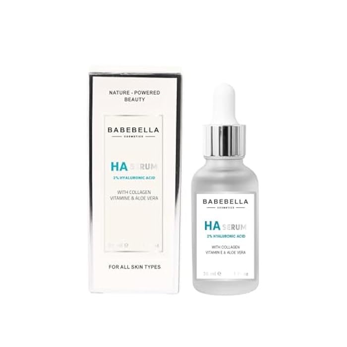 Babebella Cosmetics 2% Hyaluronic Acid Serum with Vitamin E, Collagen & Aloe Vera, Advanced Anti-Aging Face Serum for Fine Lines, Wrinkles, and Plumping, Moisturizing and Skin Repair, 30ml - Image 1