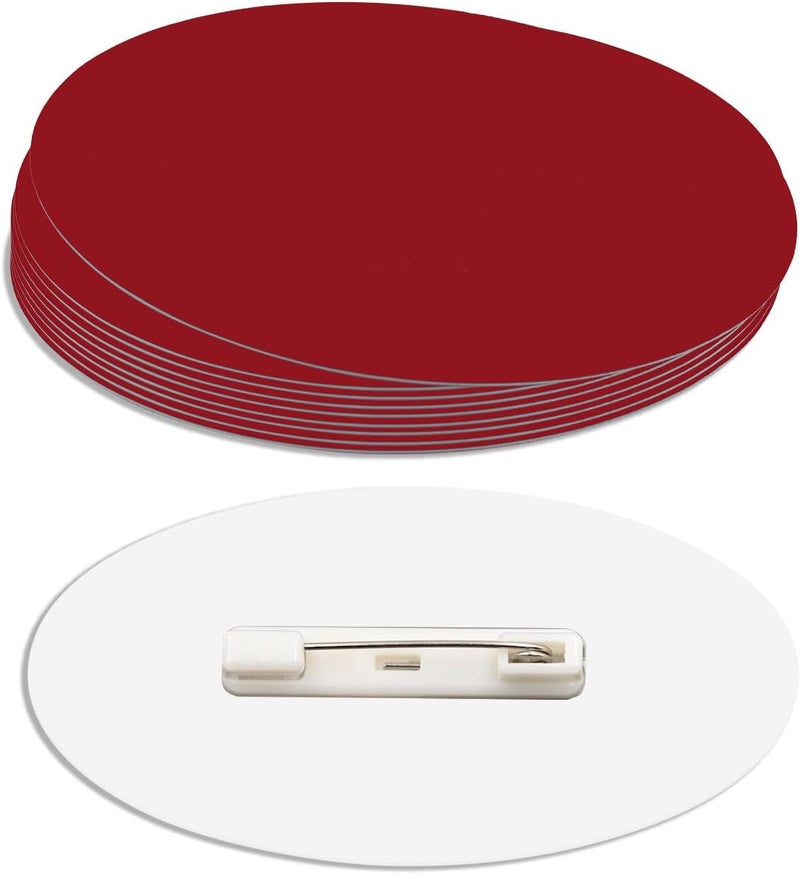 All Quality Oval Name Badge Blanks with Pin - 10 Pack (Red) - Image 4