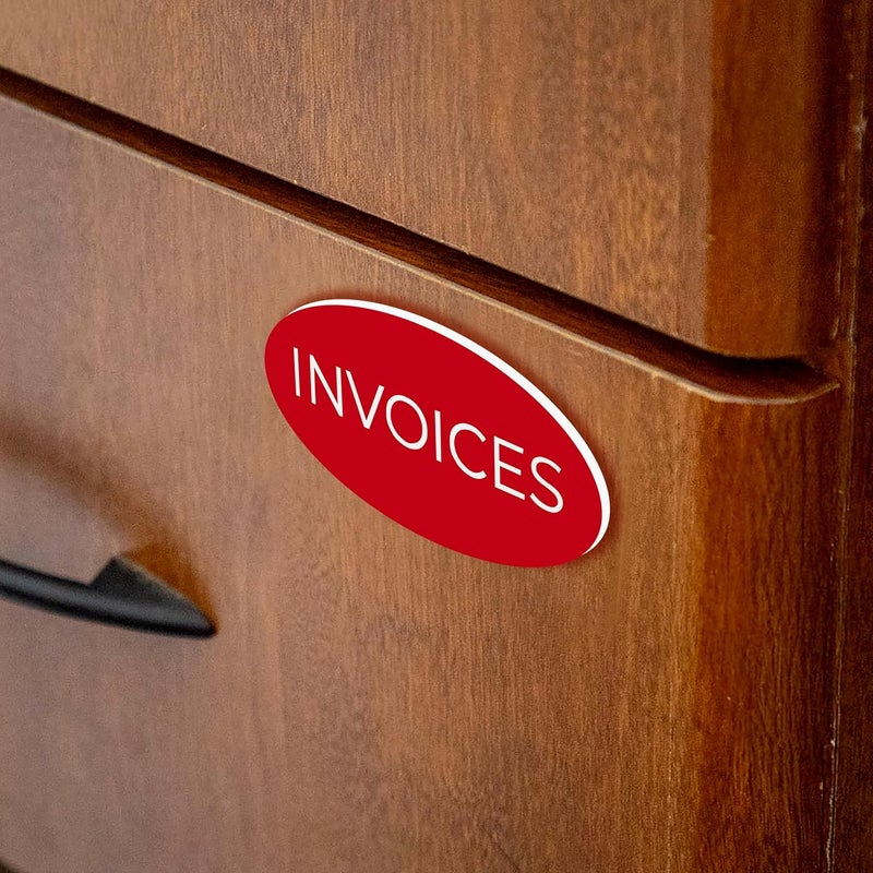 All Quality Oval Name Badge Blanks with Pin - 10 Pack (Red) - Image 3