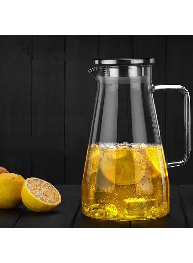 Vilon Premium Borosilicate Glass Water Jug - 1.8 LTR, Transparent Hot & Cold Water Pitcher with Lid, Iced Tea, Milk, Juice & Lemonade Beverage Carafe, 1.80L, Durable Glass Jug for Home & Parties - Image 3