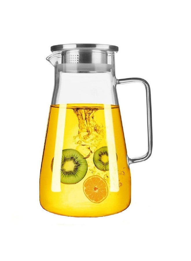 Vilon Premium Borosilicate Glass Water Jug - 1.8 LTR, Transparent Hot & Cold Water Pitcher with Lid, Iced Tea, Milk, Juice & Lemonade Beverage Carafe, 1.80L, Durable Glass Jug for Home & Parties - Image 1