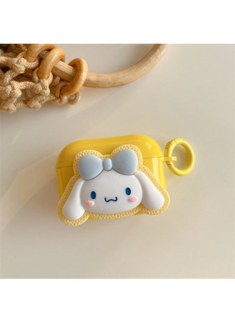 For AirPods 4 Headphone Set Cartoon Diy Doll Pendant Apple 1/2 Generation/pro2 Bluetooth Soft Case Bracelet-Color:Yellow Soft Shell + Ring Buckle-white Dog-Model:AirPods 1/2 Generation (protective Cover)