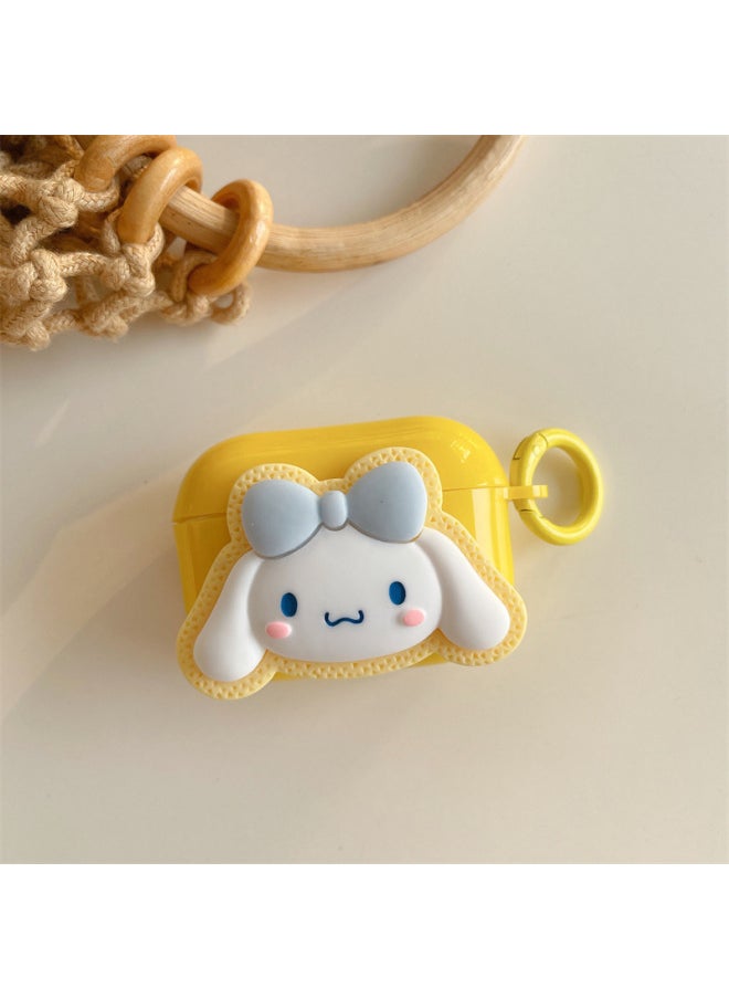Generic - For AirPods 4 Headphone Set Cartoon Diy Doll Pendant Apple 1/2 Generation/pro2 Bluetooth Soft Case Bracelet-Color:Yellow Soft Shell + Ring Buckle-white Dog-Model:AirPods 1/2 Generation (protective Cover) - Image 1