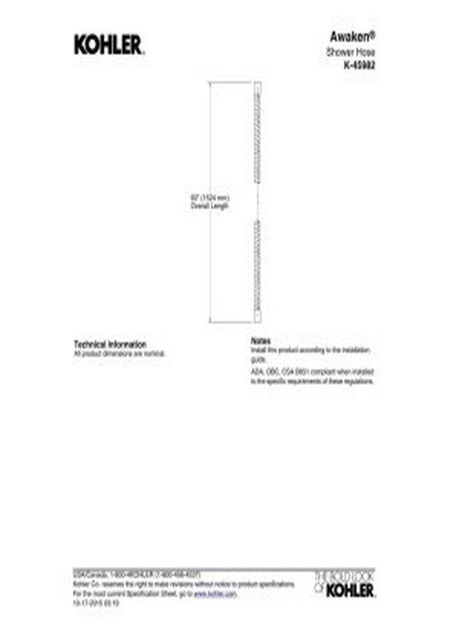 كوهلر خرطوم شريطي Kohler K-45982-CP Awaken مقاس 60 بوصة، كروم مصقول، مقاس واحد - Image 4