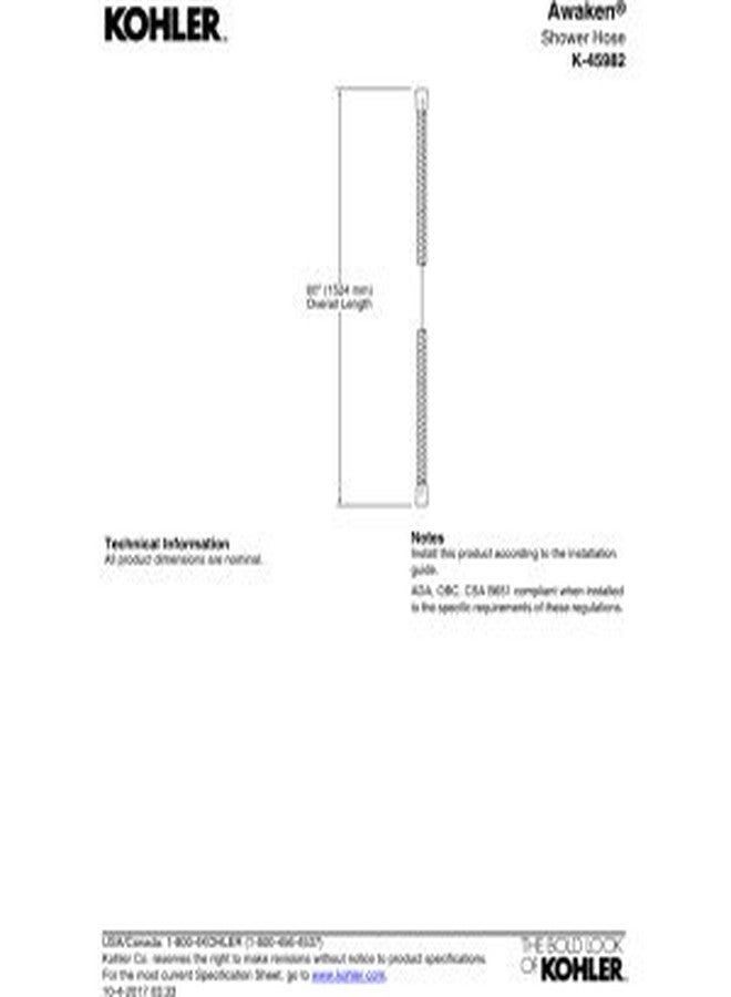 كوهلر خرطوم شريطي Kohler K-45982-CP Awaken مقاس 60 بوصة، كروم مصقول، مقاس واحد - Image 3