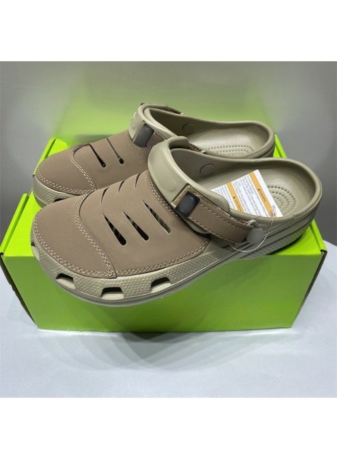 Crocs-Style Shoes, Waterproof Cowhide Suede Eva Outsole, Comfortable Outdoor Beach Shoes For Men, Durable, Cool And Breathable - Image 1