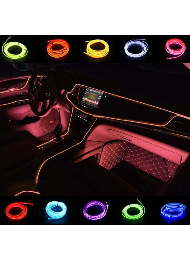 ABALDI El Wire Neon Light Car Interior LED Lights, Ambient Lighting Kits for Xmas Halloween Christmas Car Decoration(5m/16ft, Pink) - Image 2