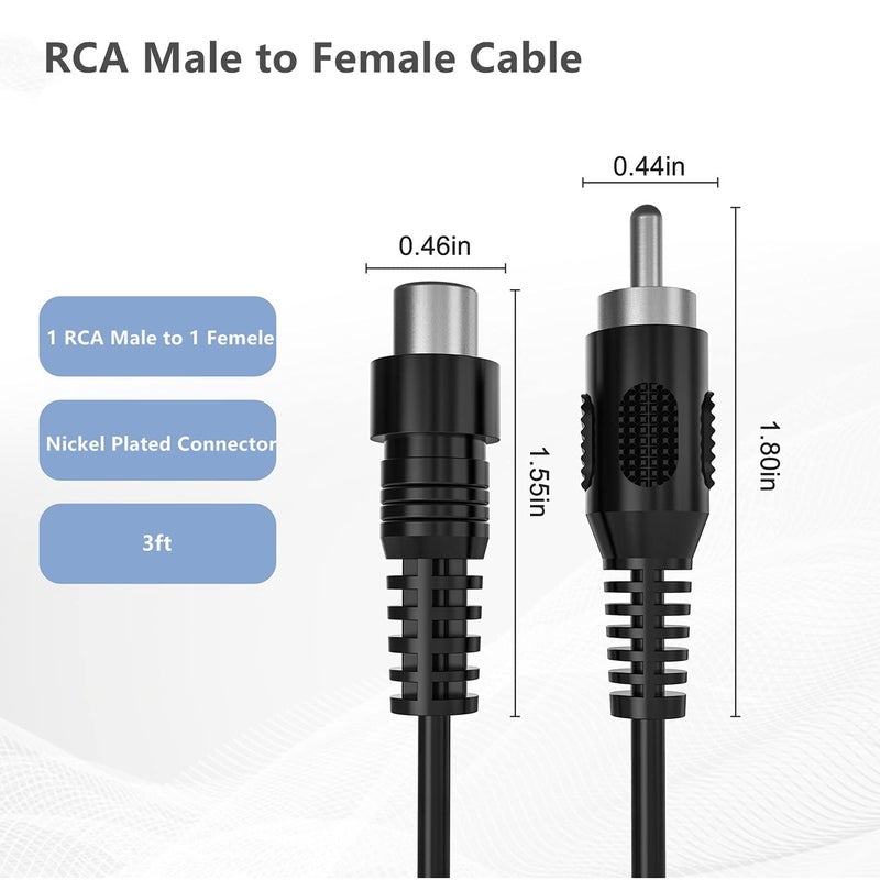 HAKUHO 1RCA male TO 1RCA female Audio Video RCA cable for Speaker,Subwoofer,Camera,HDTV,Amplifier-5MTR/15.2 feet,Black - Image 4