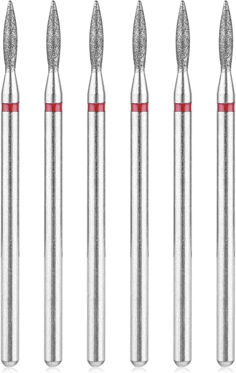Sibba 6pcs Cuticle Drill Bit Set Flame Stainless Steel Bit with Case for Manicure Pedicure Diamond Drill Polishing File Grinding Heads Tools Metal Professional Carbide Remover Bits Acrylic Gel Nails Flat working surface - Image 5