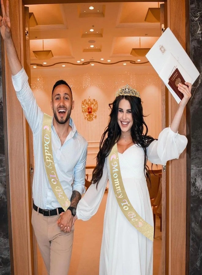 زينة حفل استقبال المولود الجديد للأم والأب المنتظرين؛ تاج ووشاح للأم المستقبلية، أوشحة للأم المنتظرة للولد والبنت وتاج؛ طقم تاج وتاج؛ طقم محايد باللون الذهبي - Image 4