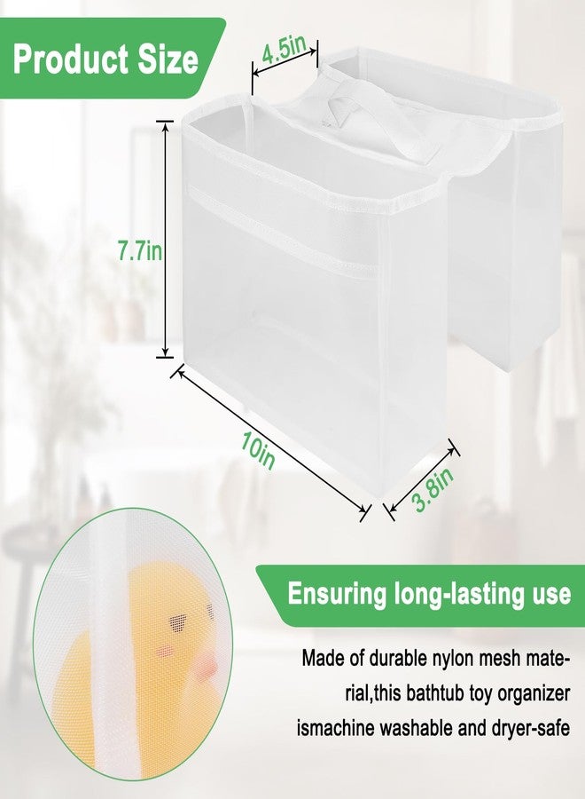VZZNN 2 Pack Bath Tub Toy Storage Organizer,Baby Bath Tub Toys Storage,Saddle Shape 2 Compartments Mesh Shower Toy Holder (White) - Image 2