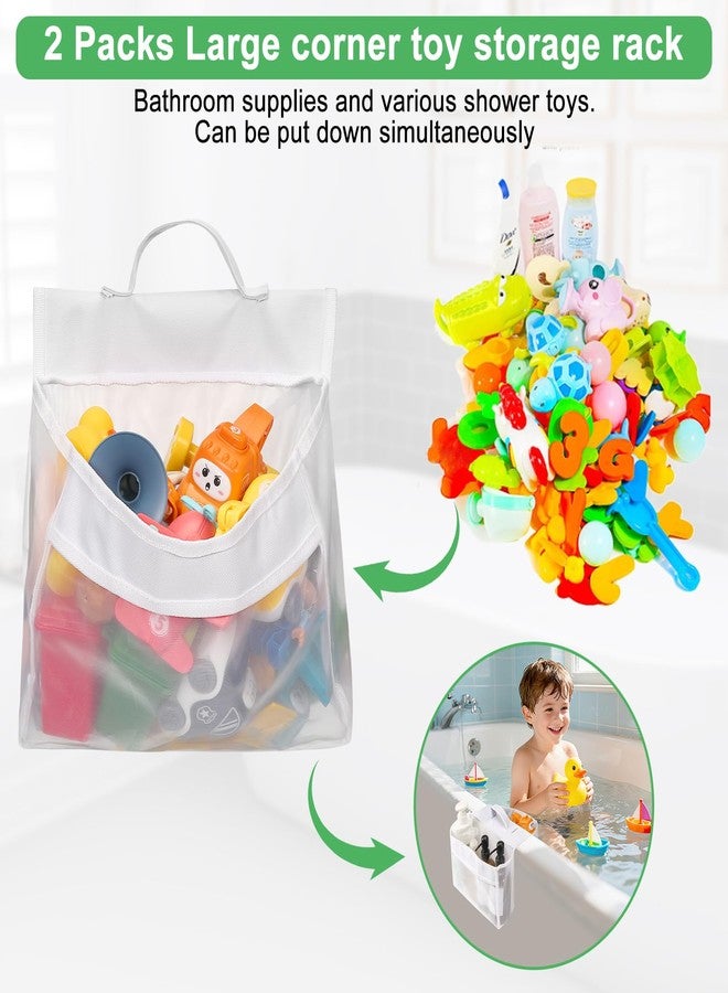 VZZNN 2 Pack Bath Tub Toy Storage Organizer,Baby Bath Tub Toys Storage,Saddle Shape 2 Compartments Mesh Shower Toy Holder (White) - Image 4