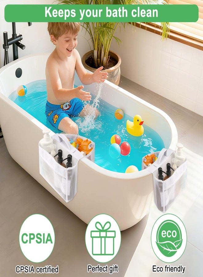 VZZNN 2 Pack Bath Tub Toy Storage Organizer,Baby Bath Tub Toys Storage,Saddle Shape 2 Compartments Mesh Shower Toy Holder (White) - Image 5