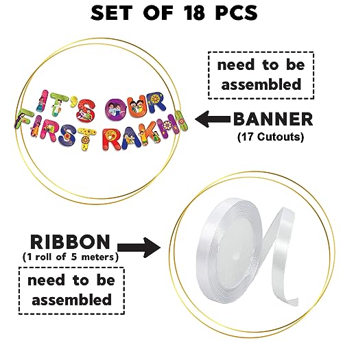 Festiko® It's Our First Rakhi Banner With Ribbon, Hanging Decoration Supplies, Raksha Bandhan Decoration Combo - Image 2