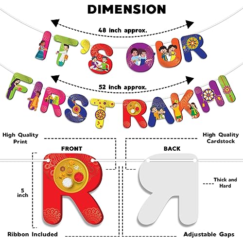 Festiko® It's Our First Rakhi Banner With Ribbon, Hanging Decoration Supplies, Raksha Bandhan Decoration Combo - Image 3