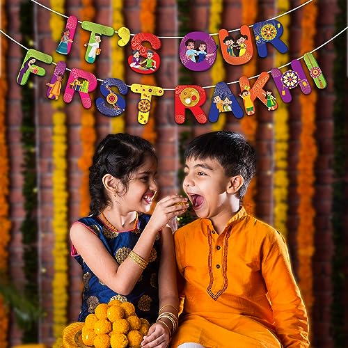 Festiko® It's Our First Rakhi Banner With Ribbon, Hanging Decoration Supplies, Raksha Bandhan Decoration Combo - Image 5