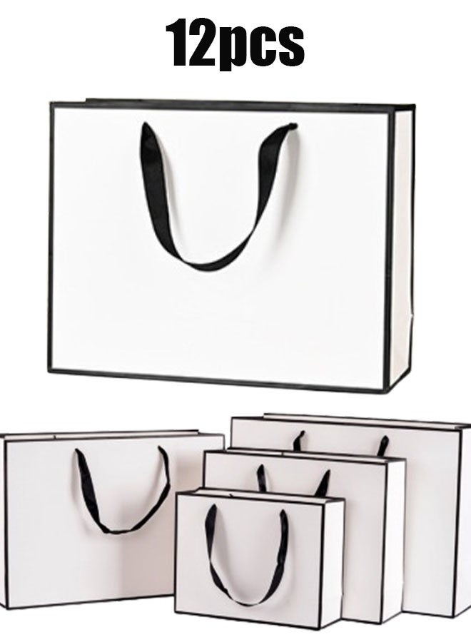 Ailily 12PCS black  Color Large Gift Bags, Party Favor Bags，Portable Party Bags with Handles, Birthday Gift Bags, Present Bags for Wedding Party, Party Supplies 27*21*8 - Image 1
