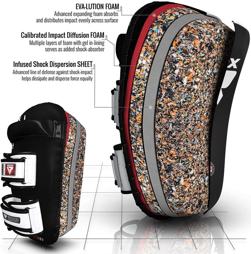 RDX Thai Pads for Kickboxing Muay Thai with Solid Handle Grip, Maya Hide Leather Curved Strike Shield for Boxing MMA Taekwondo Martial Arts, Training Combat Sports Knees Elbows Kicks Punches - Image 4