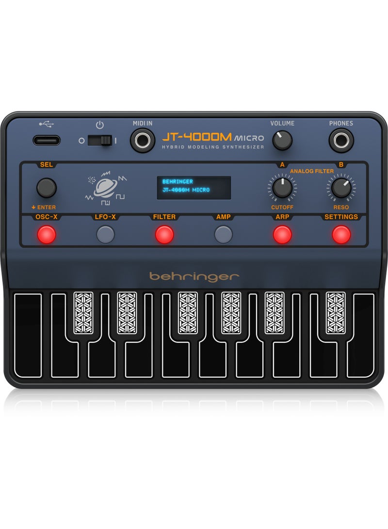 behringer JT-4000M MICRO Portable 4-Voice Hybrid Synthesizer with 2 Analog Modeling Oscillators Per Voice, Multi-Mode Analog Filter, and Arpeggiator - Image 1