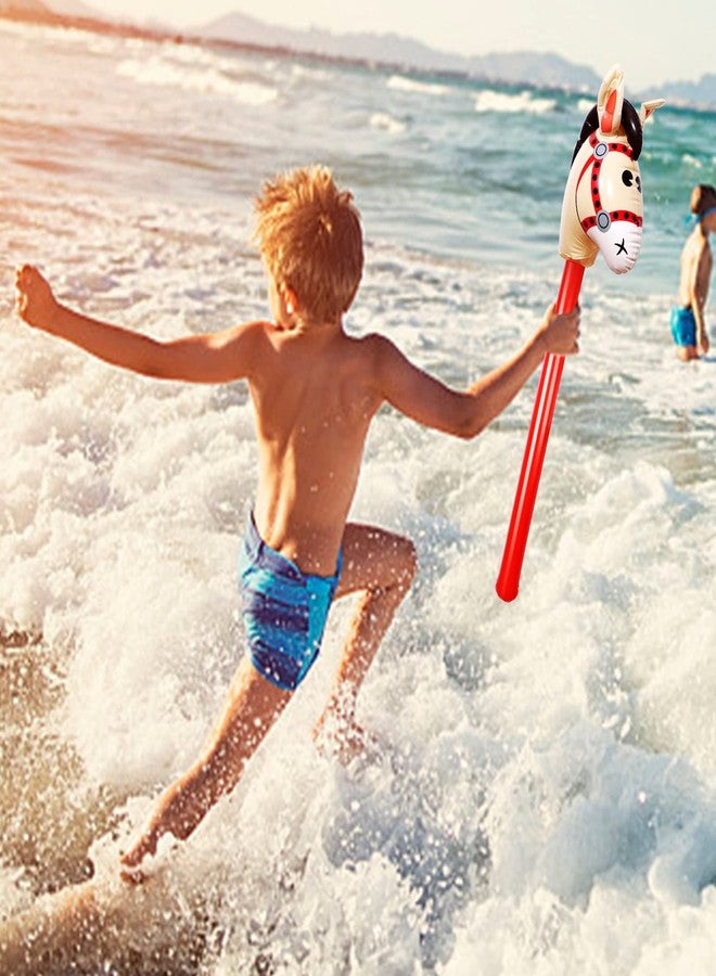 Yiphates 4 Pcs 40 Inch Inflatable Stick Horse Colorful Horse Head Stick Balloon Horse Birthday Party Supplies Pony Stick for Christmas Horse Themed Party Decorations Costume Stick - Image 5