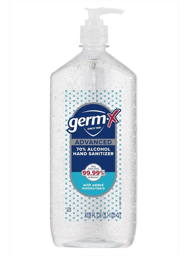 Germ-x Advanced Hand Sanitizer, Non-Drying Moisturizing Clear Gel, Instant and No Rinse Formula, Large Family Size Pump Bottle, 34 Fl Oz (1 Liter) - Image 1