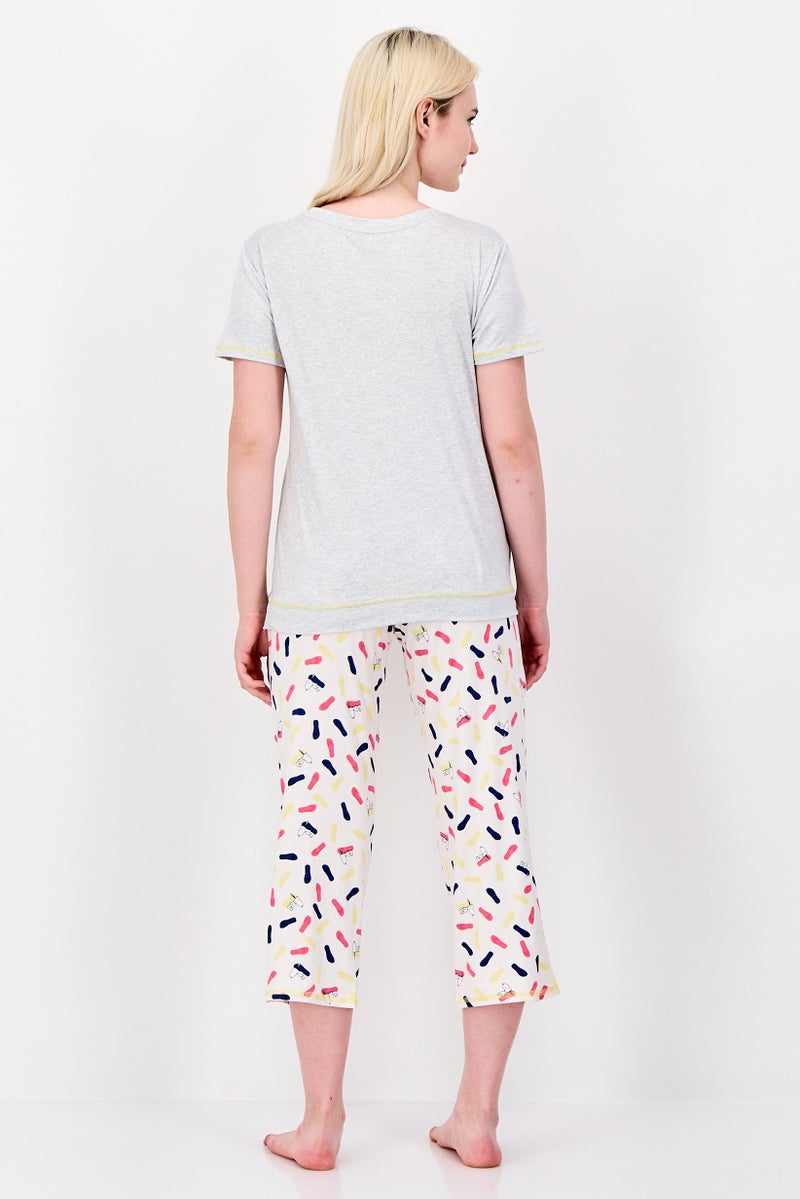 Peanuts Women 2 Pieces Graphic Print T-Shirt And Shorts Pajama Set, Multicolor - Image 2