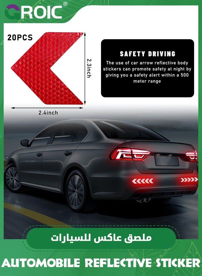 GROIC 24 PCS Car Arrow Reflective Stickers, Waterproof Safety Warning Sign Reflective Decal, High Night Visibility Reflector Tape for Auto Trunk Rear Bumper Body, Car Accessories,Car Stickers Decoration  - Image 2