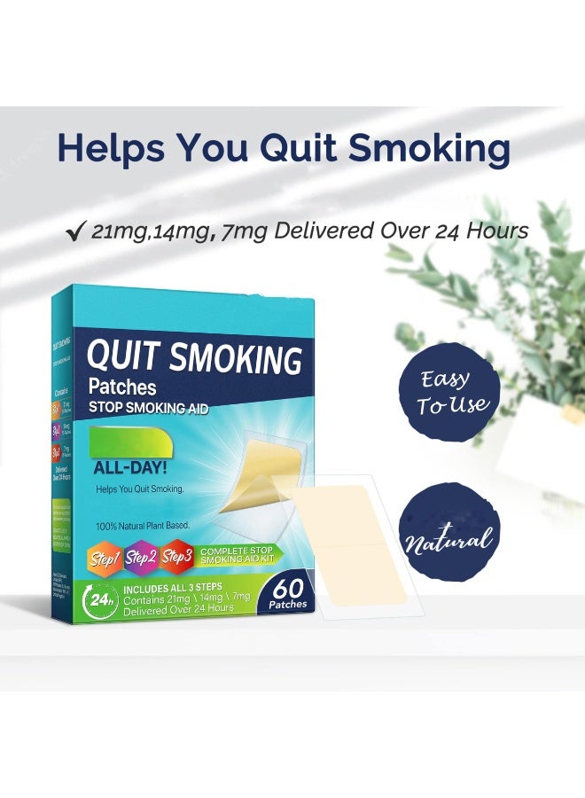 OSHIMA Quit Smoking Nicotine Patches, Step 3-in-1 Nicotine Transdermal Patch, Effective Stop Smoking Aid, Delivered Over 24 Hours Clear Nicotine Patches, Easy to Use, 60 Count - Image 2