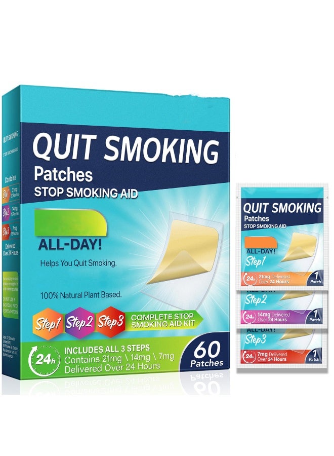 OSHIMA Quit Smoking Nicotine Patches, Step 3-in-1 Nicotine Transdermal Patch, Effective Stop Smoking Aid, Delivered Over 24 Hours Clear Nicotine Patches, Easy to Use, 60 Count - Image 1
