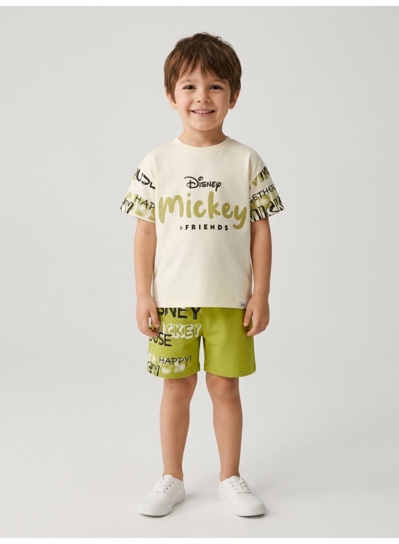 Zara Boys' Disney Mickey & Friends 100% Cotton Graffiti Typography T-Shirt & Shorts Set - Image 2