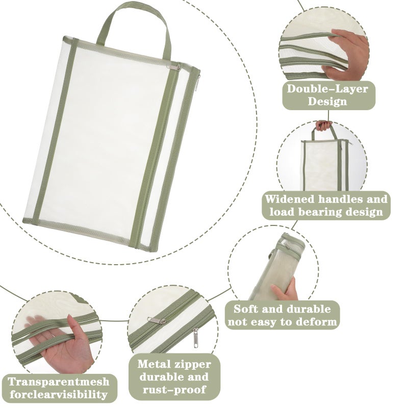 AojSup 20 Pack Mesh Zipper Pouches A4 Size, Double Layer Mesh Storage Bags with Zipper Handle for Organizing Documents, Cosmetics, Toiletries, Office Supplies, Travel Essentials and Home Organization - Image 3